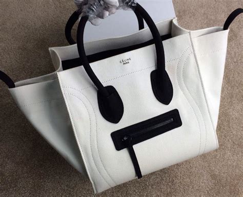 celine white canvas medium bag